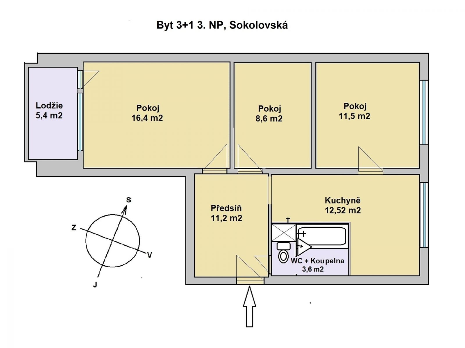 Prodej bytu 3+1, 63 m2 , OV, 3.NP- Teplá, obrázek č. 3