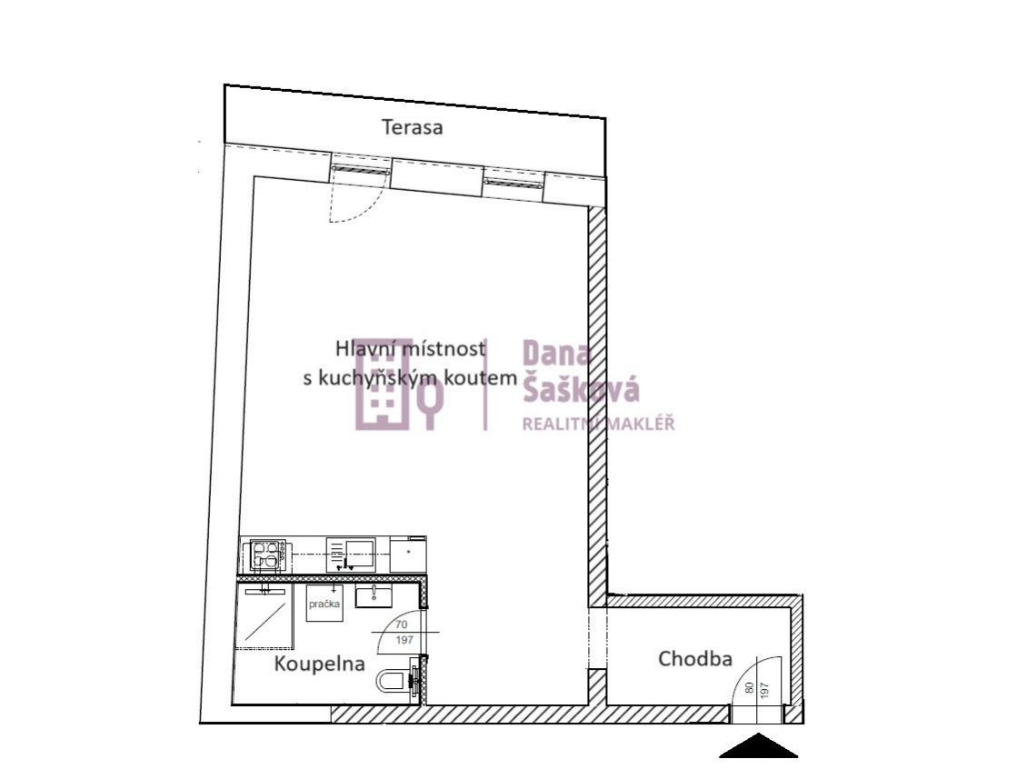 Pronájem, byt 1+kk s terasou, 48 m2, Jindřichův Hradec, náměstí Míru, obrázek č. 3
