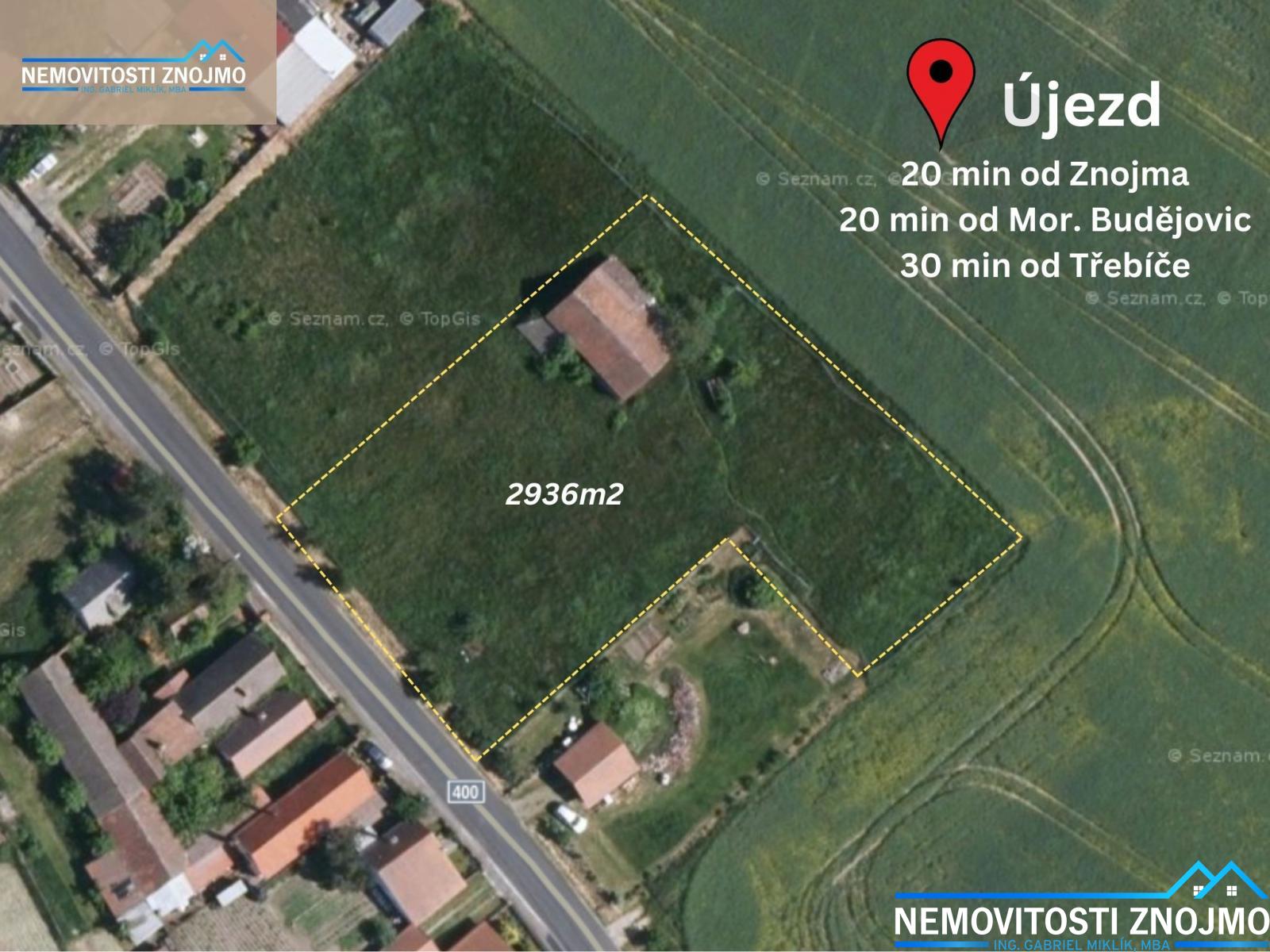 Prodej stavebního pozemku, 2936m2, Újezd nad Rokytnou, 20 min od Znojma
