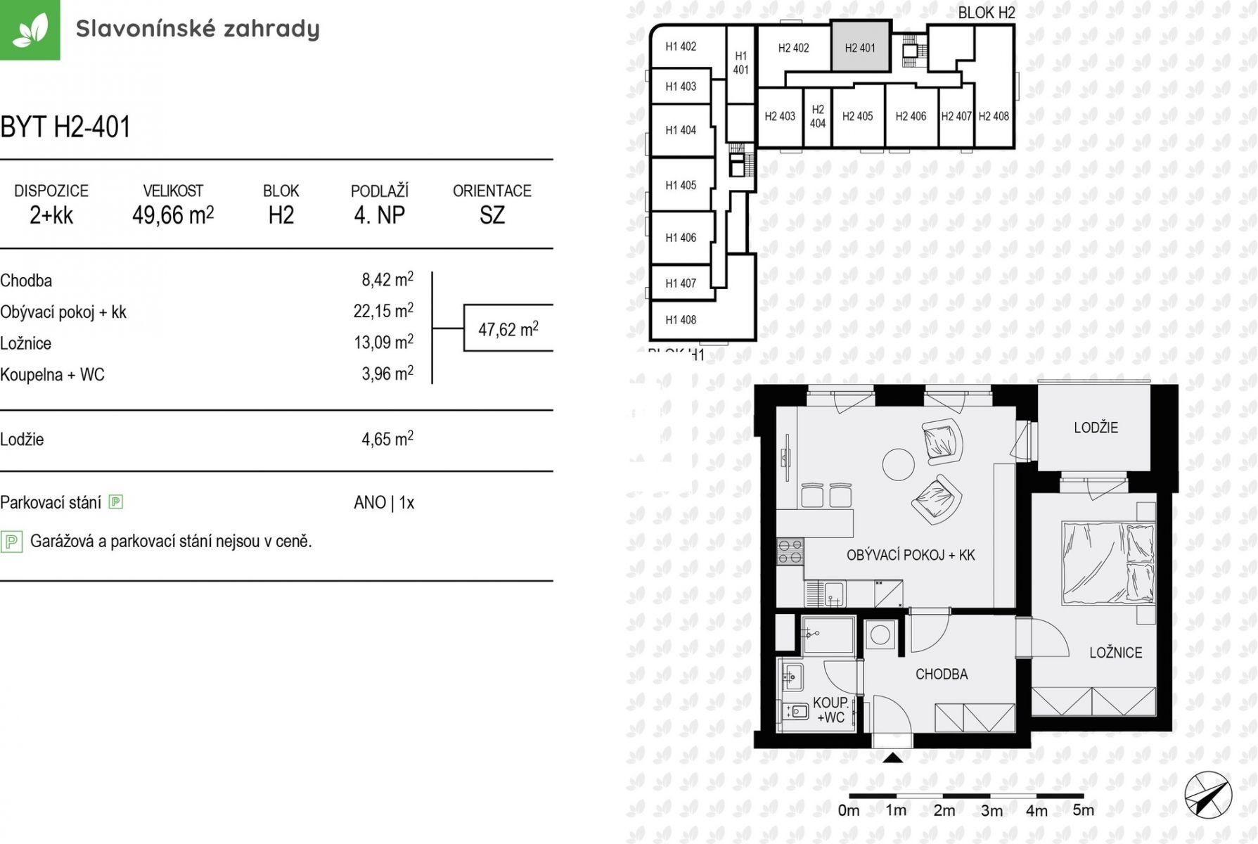 Prodej novostavby bytu 2+kk, SLAVONÍNSKÉ ZAHRADY - dům H2, obrázek č. 2