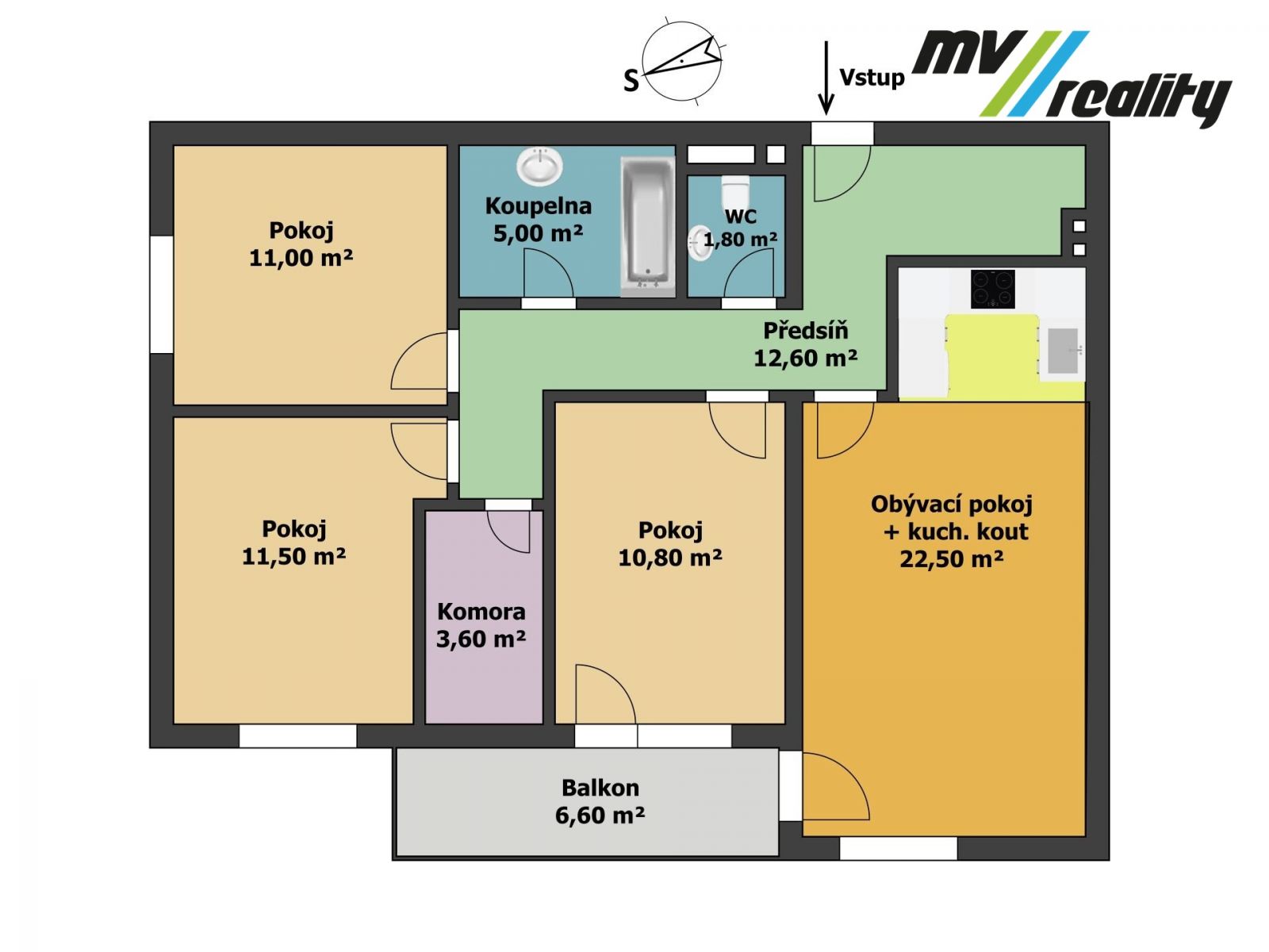 Poděbrady, prodej bytu 4+kk, 78,8 m2 + balkon 6,6 m2 - novostavba, okr. Nymburk, obrázek č. 3